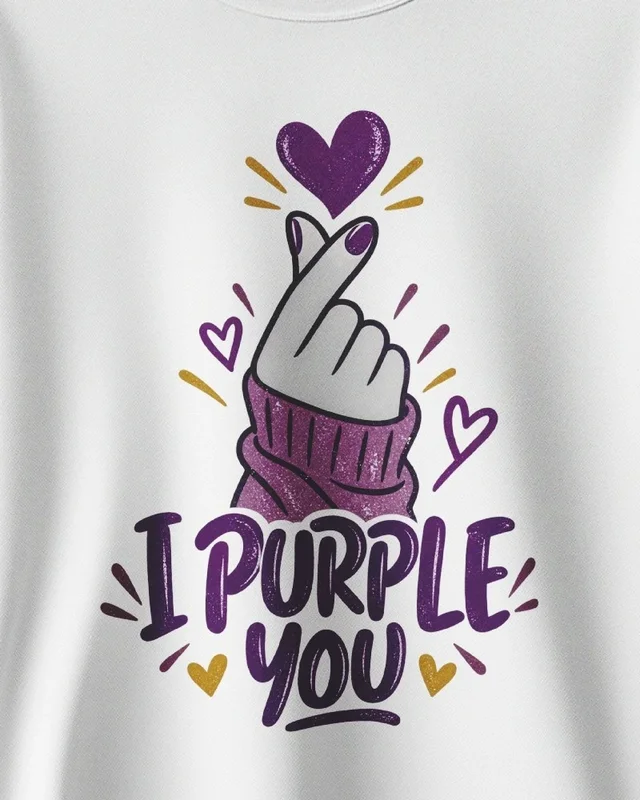 I Purple You Sweatshirt in White — design detail