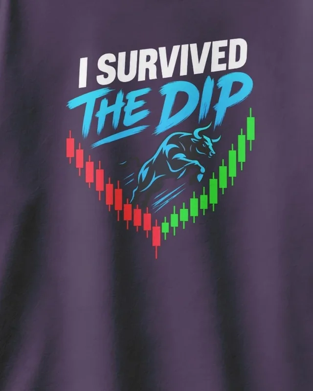 I Survived the Dip Oversized T-Shirt in Purple — design detail