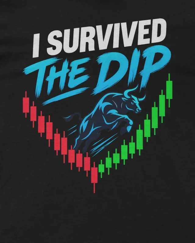 I Survived the Dip Regular T-Shirt in Black — design detail