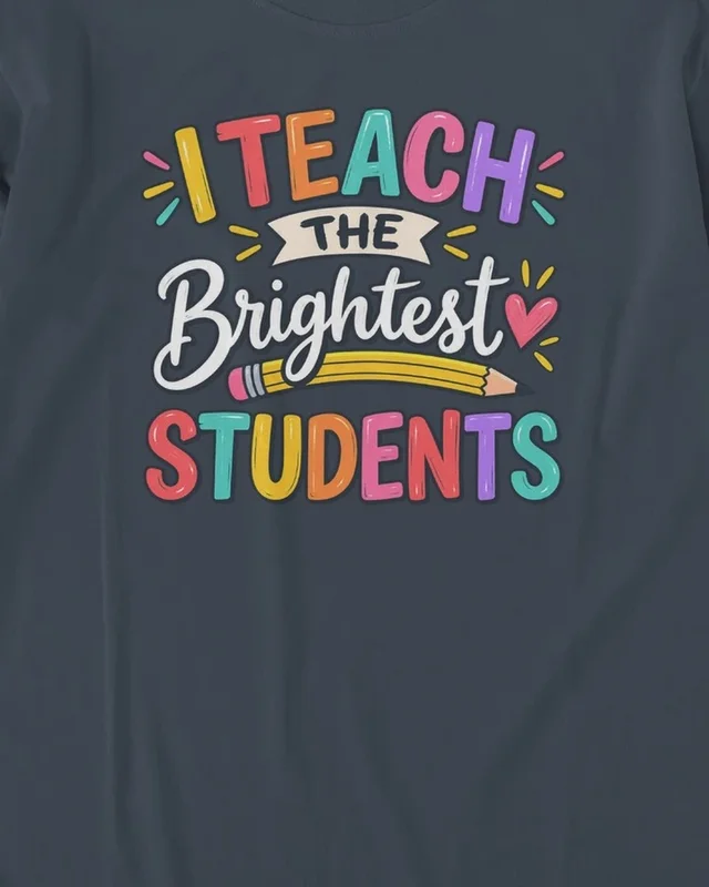 I Teach the Brightest Students Long-Sleeve T-Shirt in Navy Blue — design detail