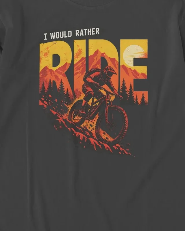 I Would Rather Ride Long-Sleeve T-Shirt in Black — design detail