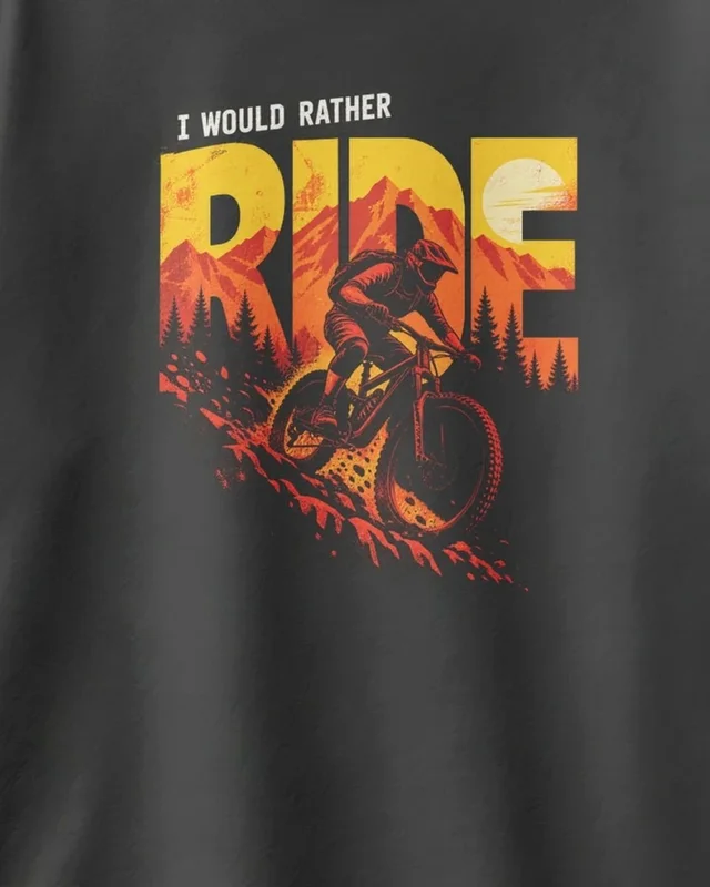 I Would Rather Ride Oversized T-Shirt in Black — design detail