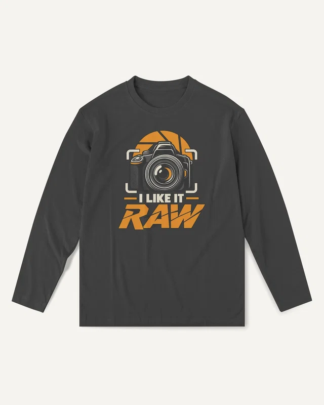I Like It Raw Long-Sleeve T-Shirt in Black — front