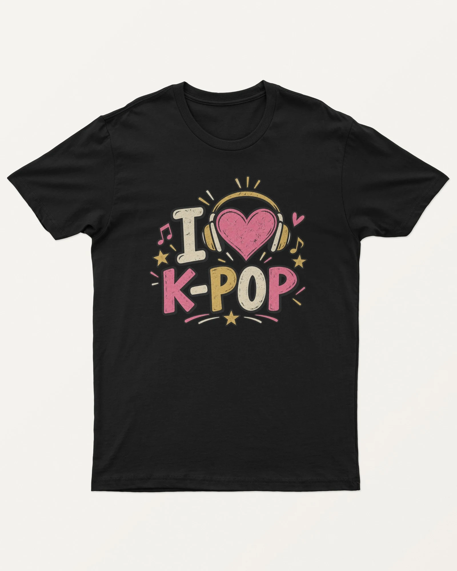 I Love K-Pop Regular T-Shirt in Black — front I Love K-Pop Regular T-Shirt in Black — front