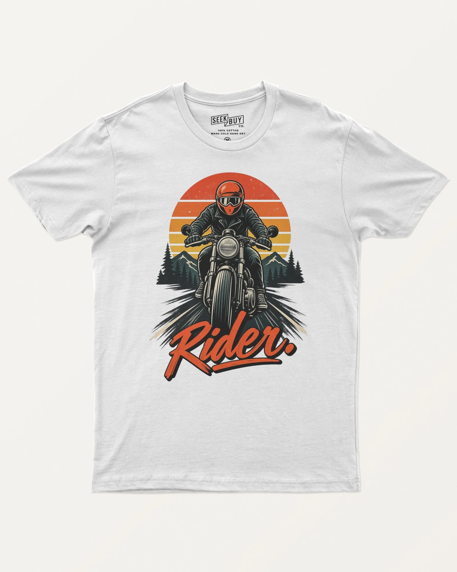 Rider Sunset Regular T-Shirt in White — front Rider Sunset Regular T-Shirt in White — front