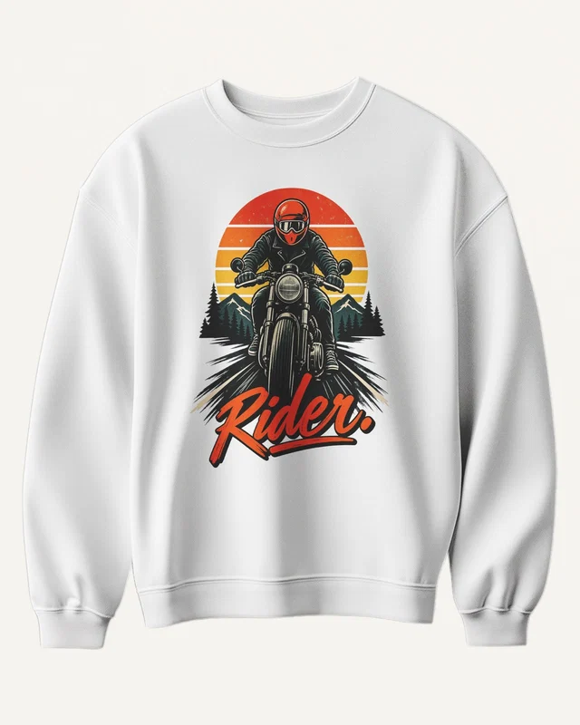 Rider Sunset Sweatshirt in White — front
