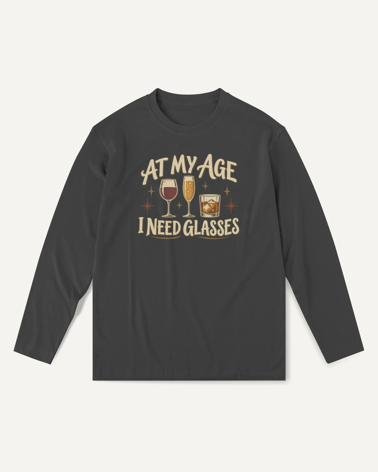 At My Age I Need Glasses Long-Sleeve T-Shirt in Black — front At My Age I Need Glasses Long-Sleeve T-Shirt in Black — front