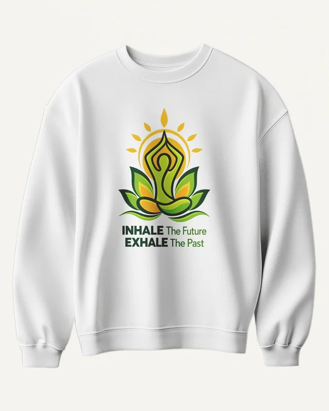 Inhale the Future Exhale the Past Sweatshirt in White — front