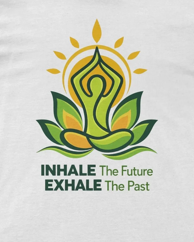 Inhale the Future Exhale the Past Regular T-Shirt in White — design detail