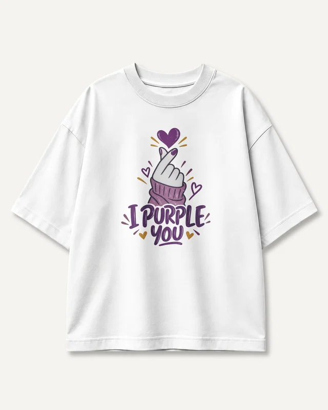 I Purple You Oversized T-Shirt in White — front