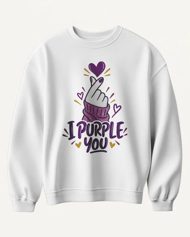 I Purple You Sweatshirt in White — front