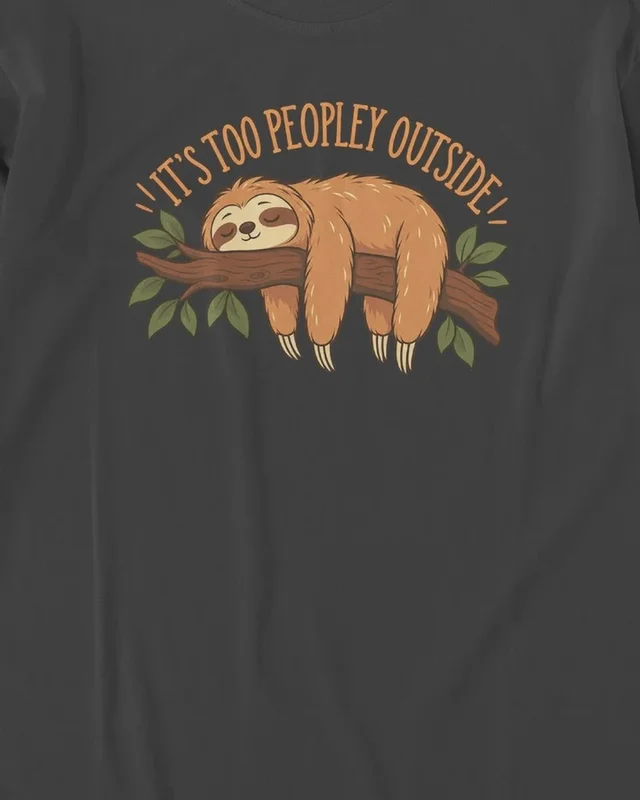 It's Too Peopley Outside Long-Sleeve T-Shirt in Black — design detail