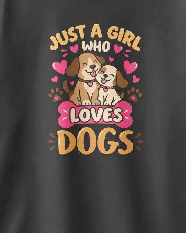 Just a Girl Who Loves Dogs Oversized T-Shirt in Black — design detail