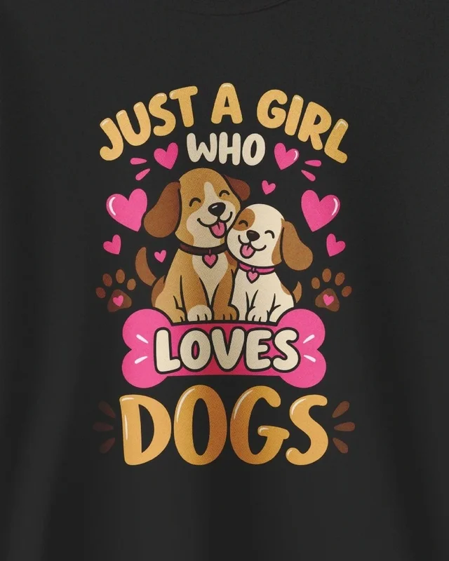Just a Girl Who Loves Dogs Sweatshirt in Black — design detail
