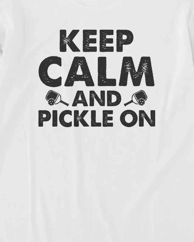 Keep Calm and Pickle On Long-Sleeve T-Shirt in White — design detail