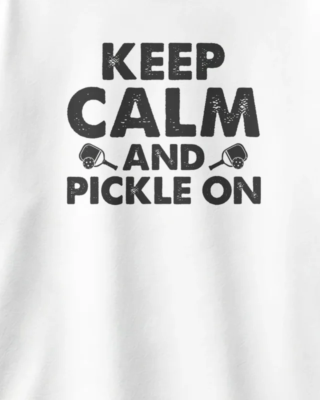 Keep Calm and Pickle On Oversized T-Shirt in White — design detail