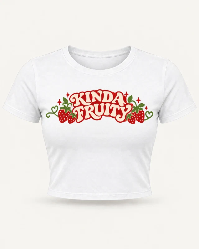 Kinda Fruity Graphic Crop Top in White — product front