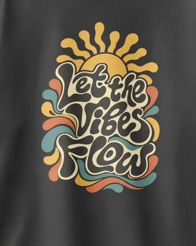 Let the Vibes Flow Oversized T-Shirt in Black — design detail
