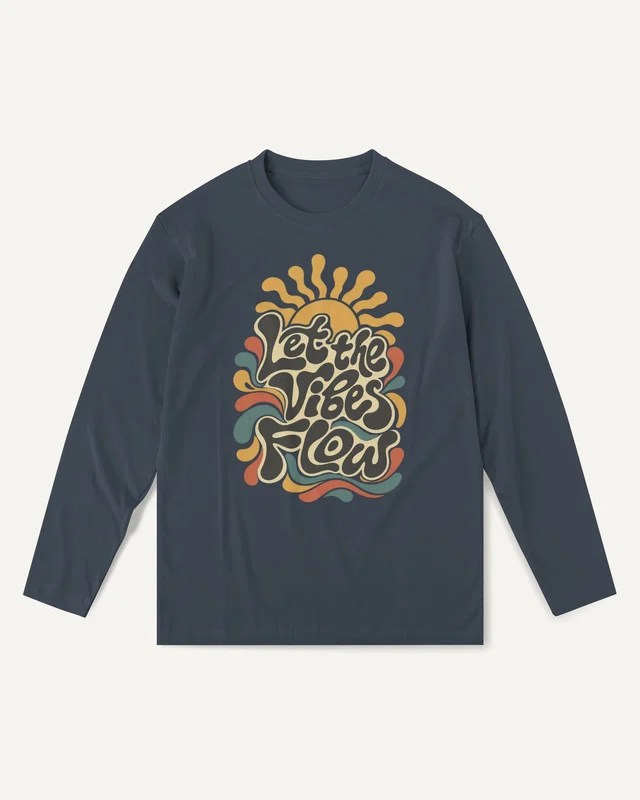 Let the Vibes Flow Long-Sleeve T-Shirt in Navy Blue — front