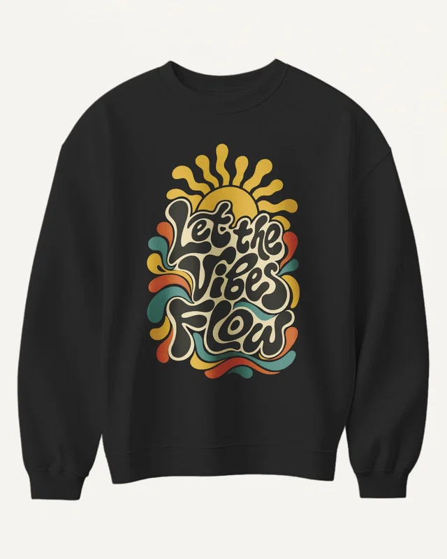 Let the Vibes Flow Sweatshirt in Black — front