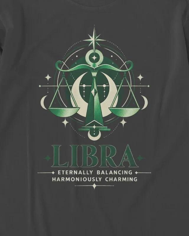 Libra Long-Sleeve T-Shirt in Black — design detail