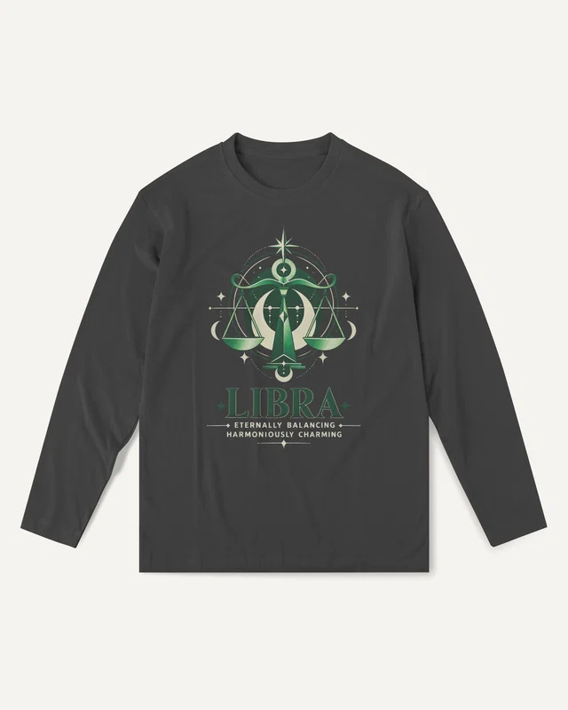 Libra Long-Sleeve T-Shirt in Black — front