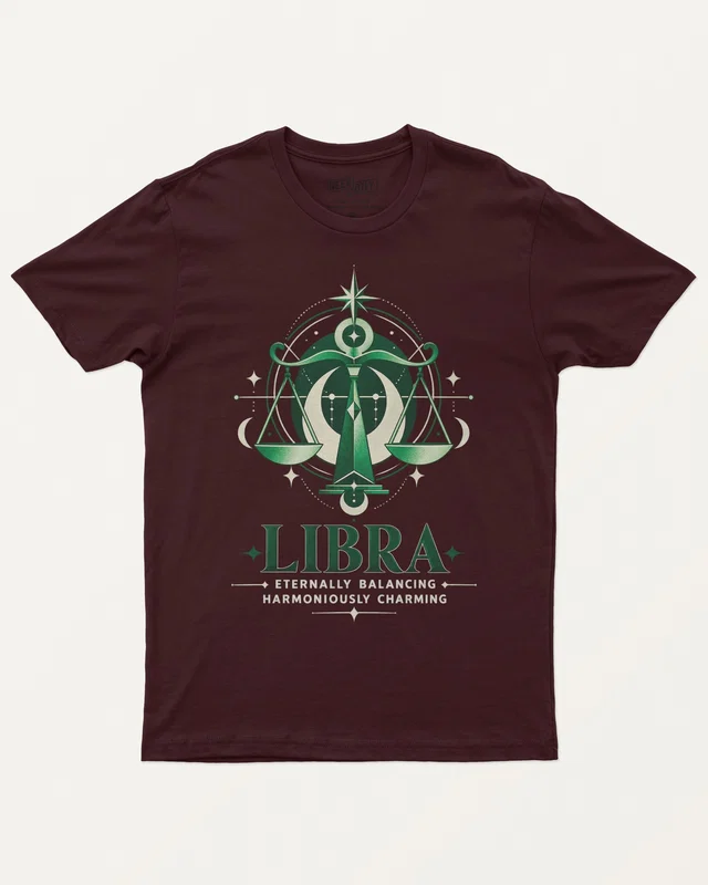 Libra Regular T-Shirt in Maroon — front