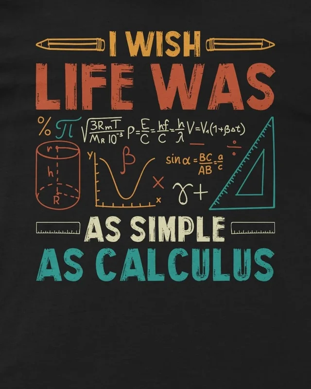 Life as Simple as Calculus Regular T-Shirt in Black — design detail