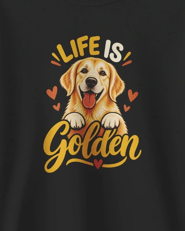 Life Is Golden Sweatshirt in Black — design detail