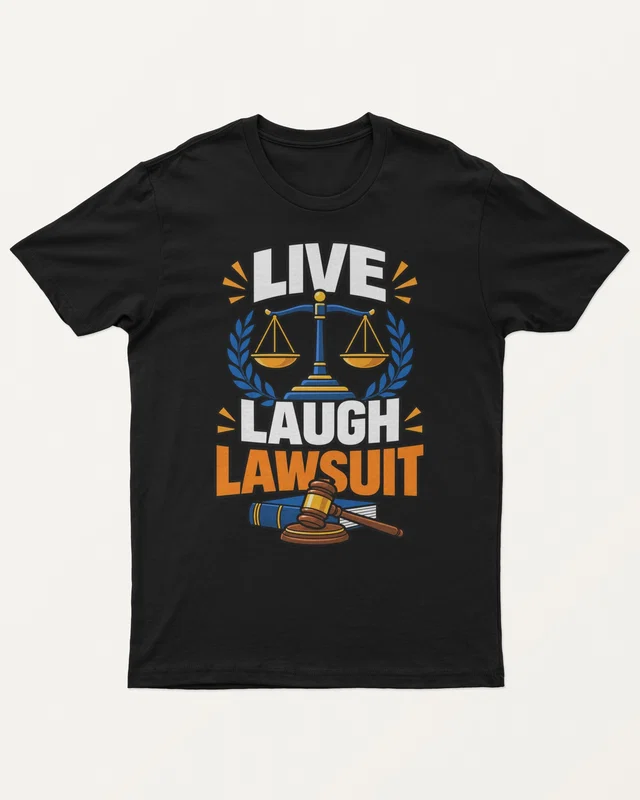 Live Laugh Lawsuit Regular T-Shirt in Black — front