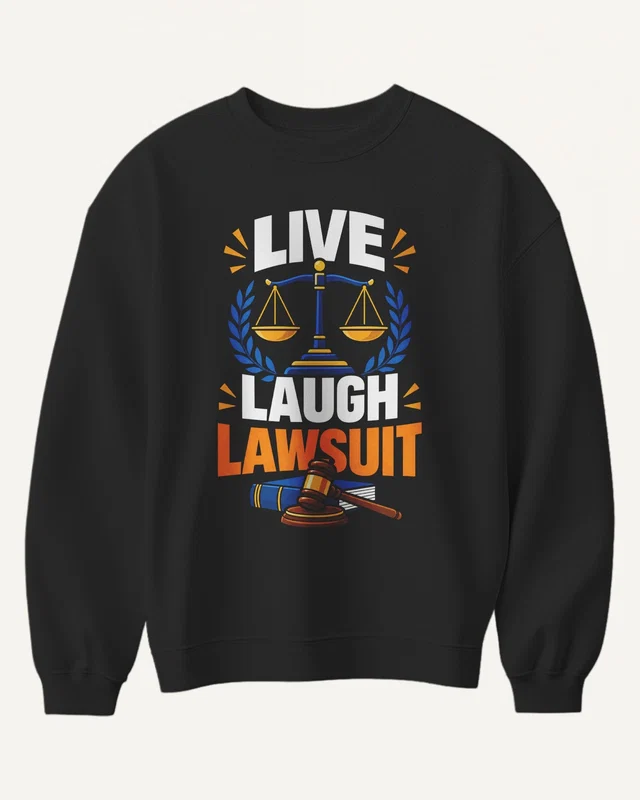 Live Laugh Lawsuit Sweatshirt in Black — front