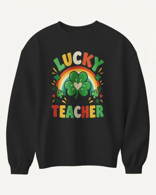Lucky to Be a Teacher Sweatshirt in Black — front