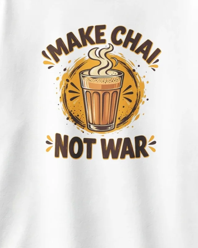 Make Chai Not War Oversized T-Shirt in White — design detail