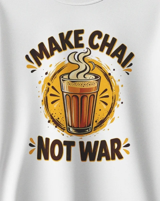 Make Chai Not War Sweatshirt in White — design detail