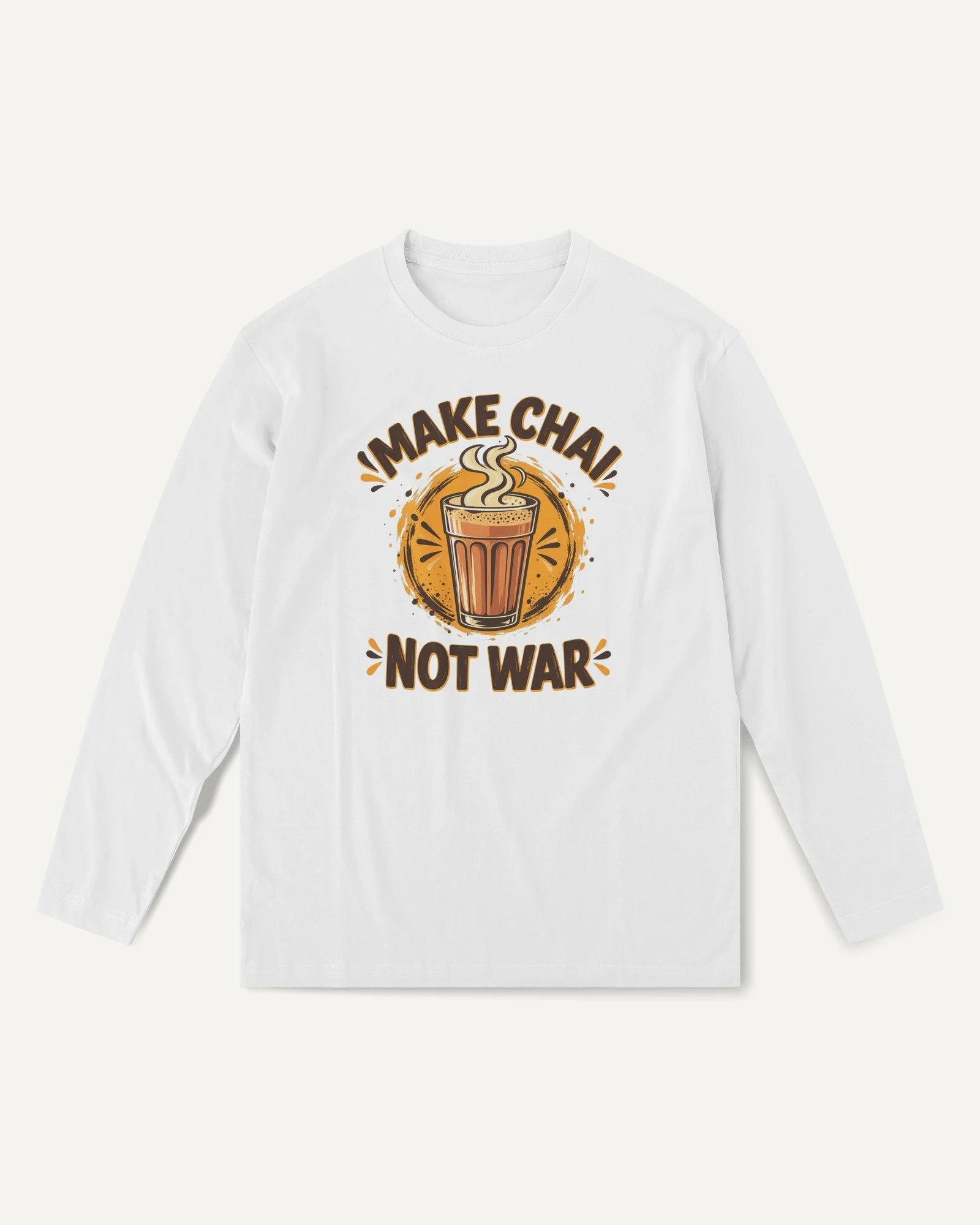 Make Chai Not War Long-Sleeve T-Shirt in White — front Make Chai Not War Long-Sleeve T-Shirt in White — front