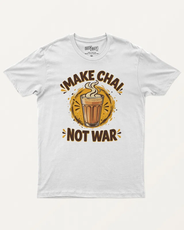 Make Chai Not War Regular T-Shirt in White — front