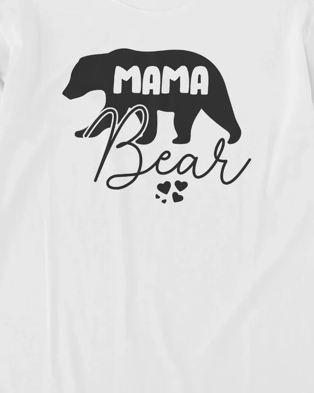 Mama Bear Long-Sleeve T-Shirt in White — design detail