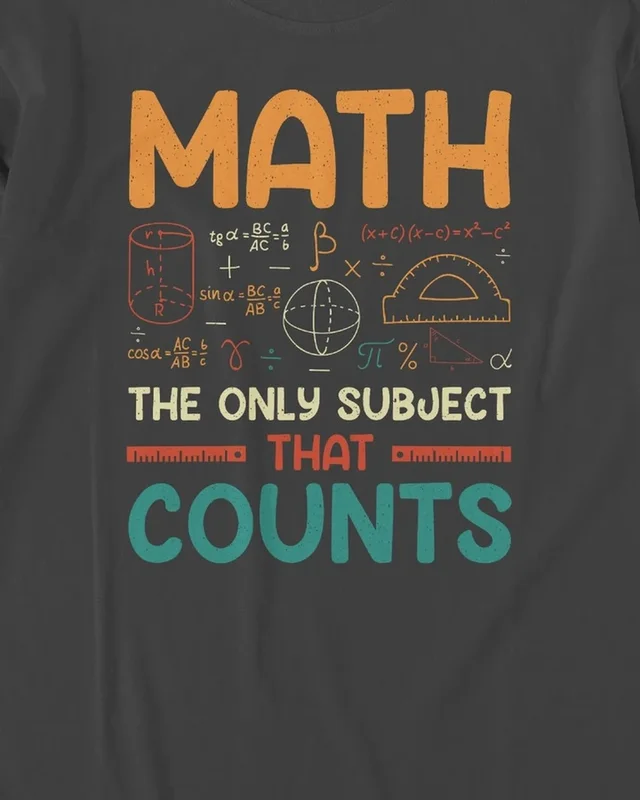 Math the Only Subject That Counts Long-Sleeve T-Shirt in Black — design detail