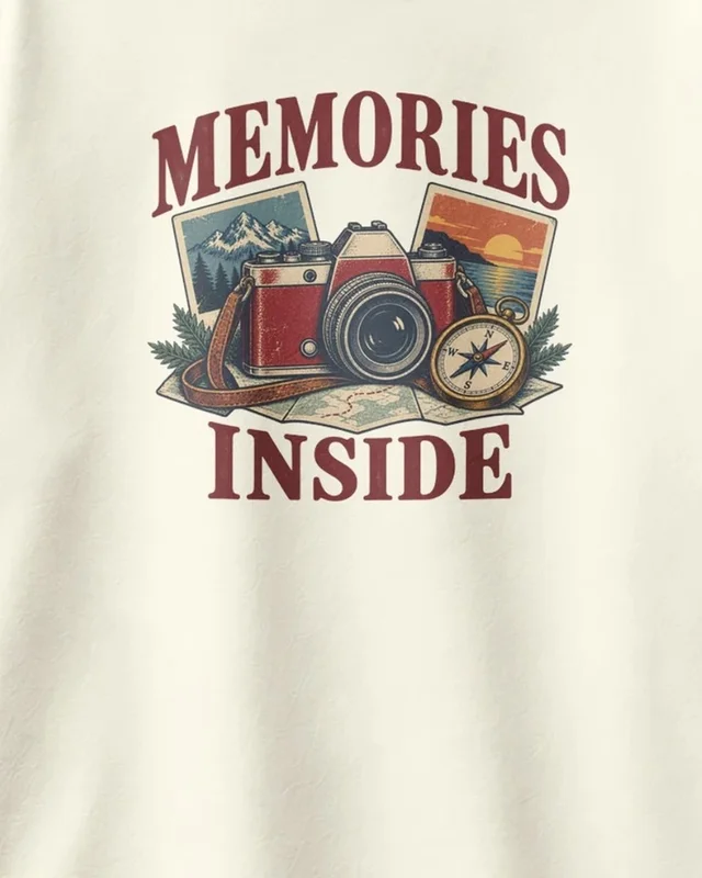 Memories Inside Oversized T-Shirt in Off White — design detail