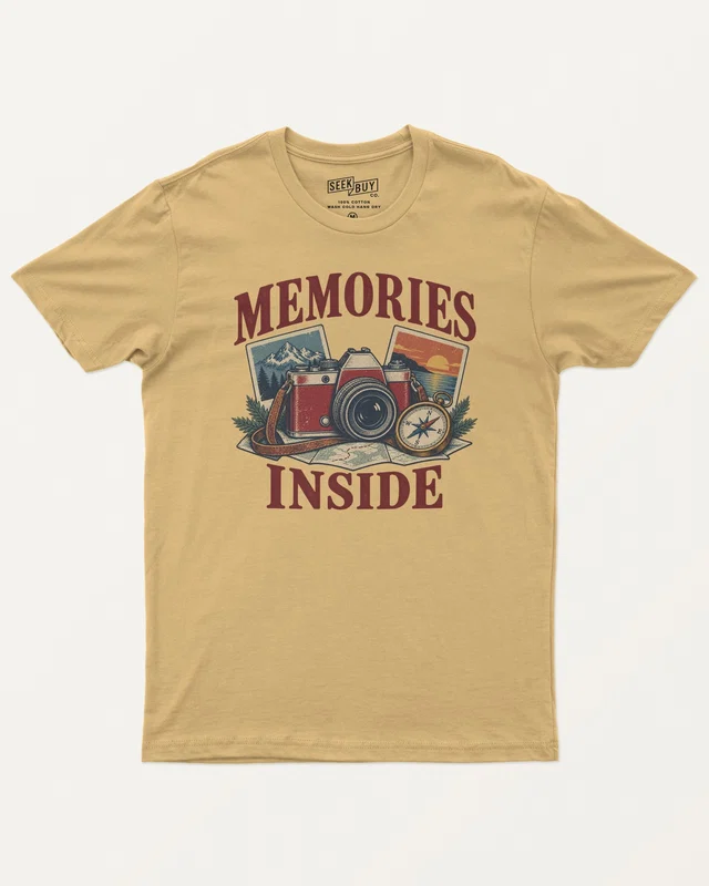 Memories Inside Regular T-Shirt in Beige — front
