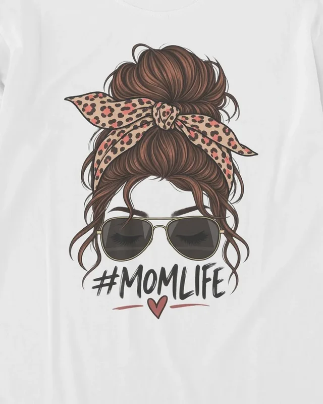 Mom Life Long-Sleeve T-Shirt in White — design detail