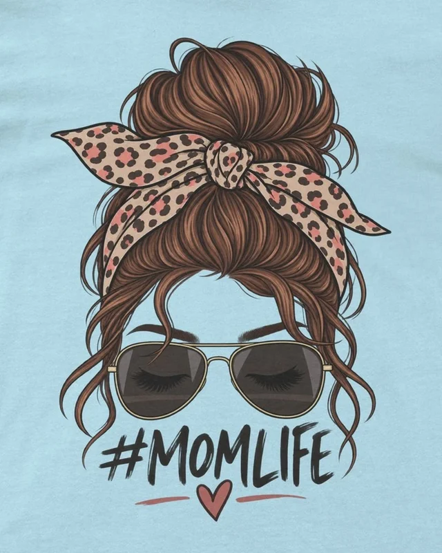 Mom Life Regular T-Shirt in Baby Blue — design detail