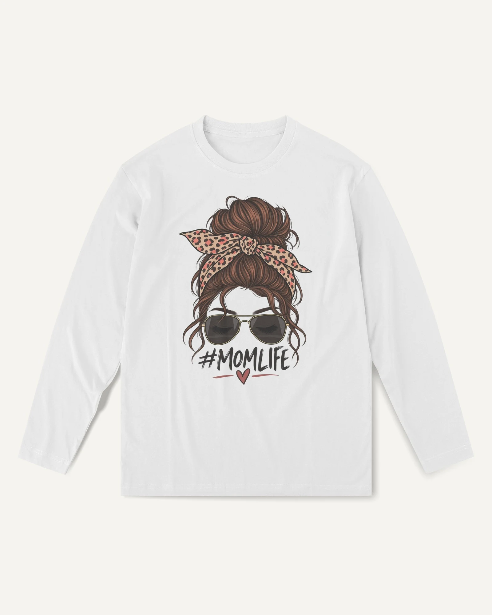 Mom Life Long-Sleeve T-Shirt in White — front Mom Life Long-Sleeve T-Shirt in White — front