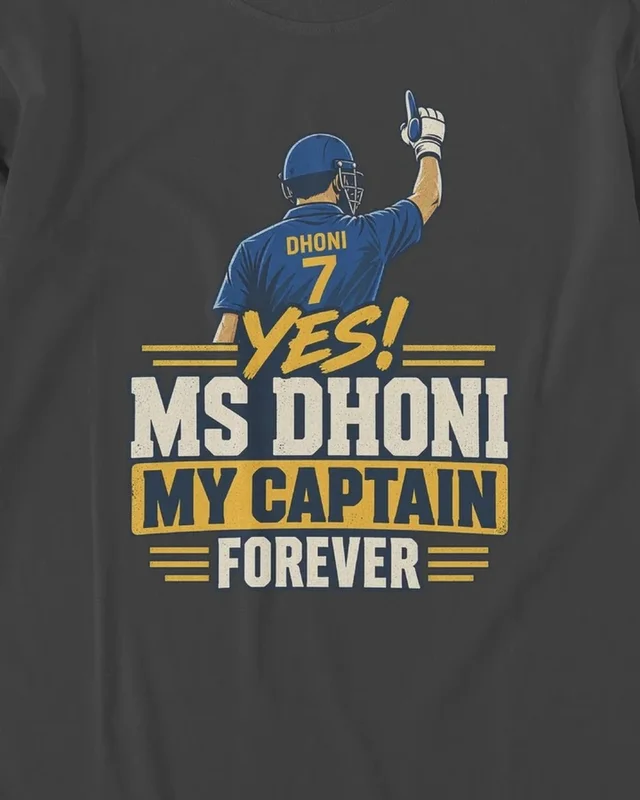 MS Dhoni My Captain Forever Long-Sleeve T-Shirt in Black — design detail