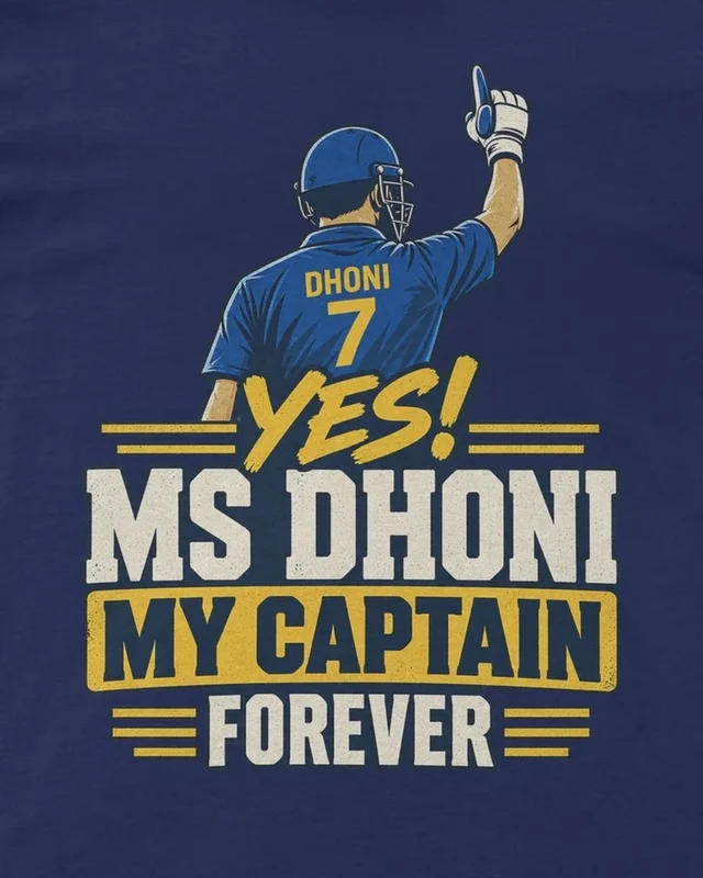 MS Dhoni My Captain Forever Regular T-Shirt in Royal Blue — design detail