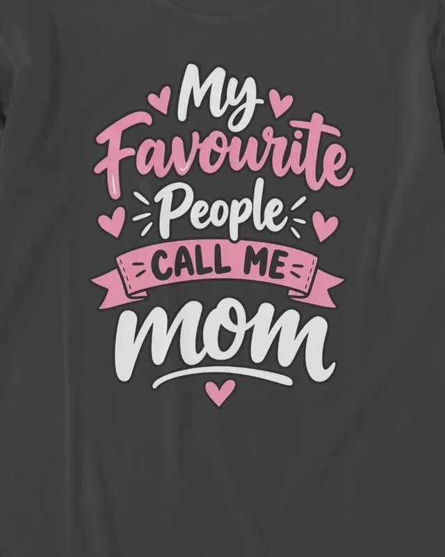 My Favourite People Call Me Mom Long-Sleeve T-Shirt in Black — design detail