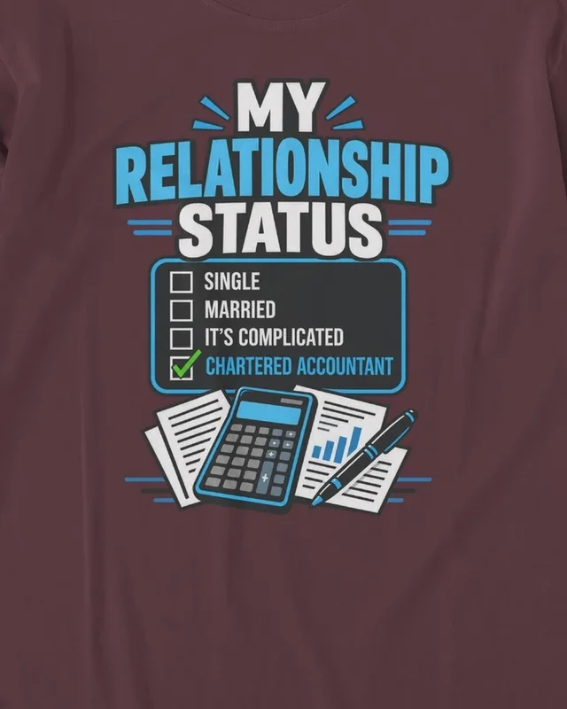 My Relationship Status Chartered Accountant Long-Sleeve T-Shirt in Maroon — design detail