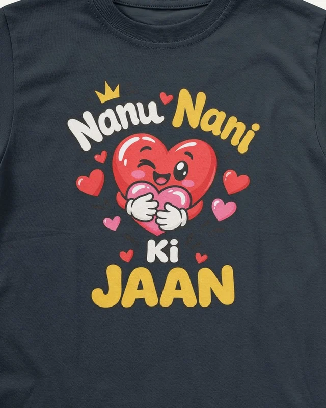 Nanu Nani Ki Jaan Kids’ T-Shirt in Navy Blue — design detail