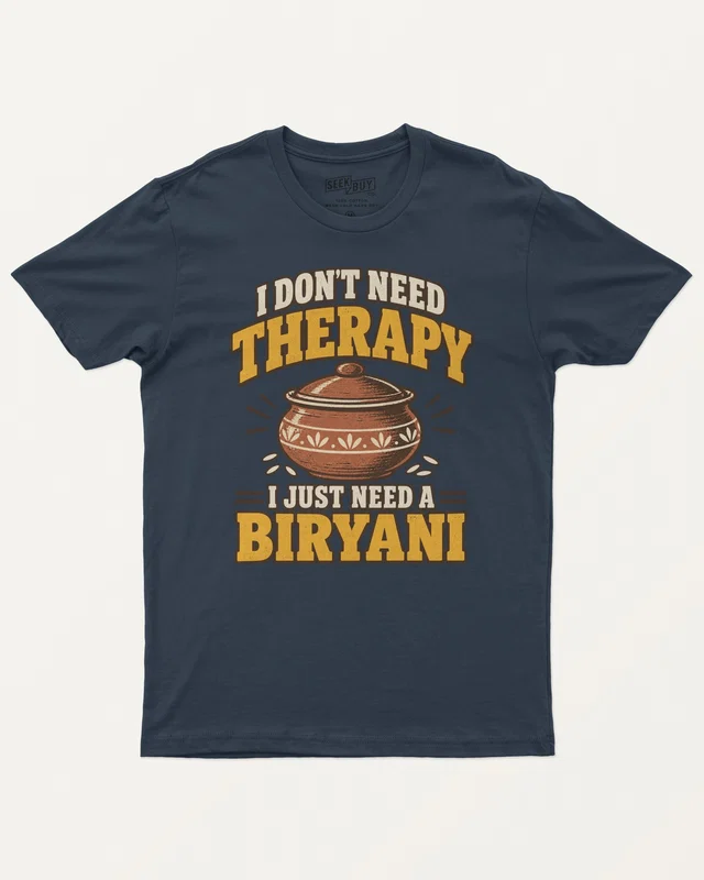 I Just Need a Biryani Regular T-Shirt in Navy Blue — front