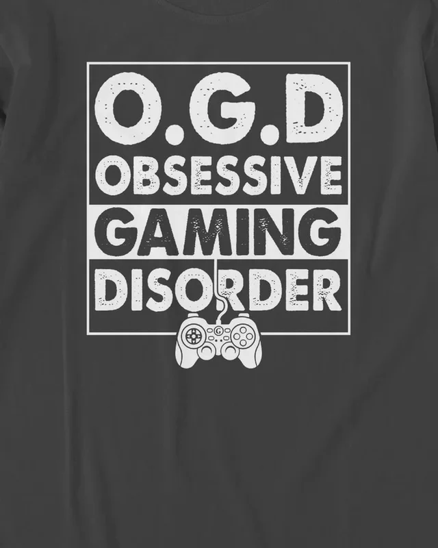 Obsessive Gaming Disorder Long-Sleeve T-Shirt in Black — design detail
